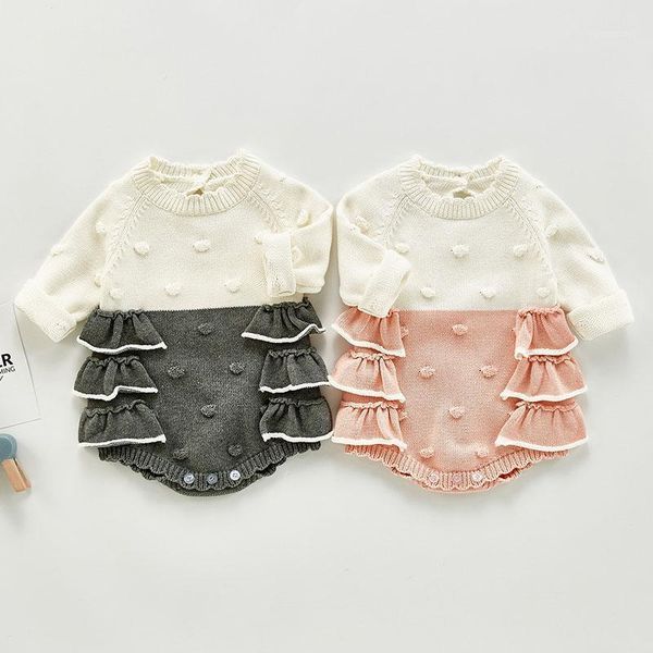 new 2021 newborn girls jumpsuits clothes autumn winter baby girls sweet lace rompers knitted long sleeve children rompers1, Blue